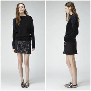 3.1 Phillip Lim Biker Mini Skirt Embroidered Silk Quilted Front Zip